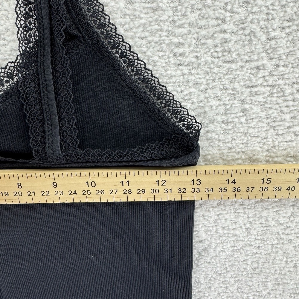 AnyBody Intimates Ribbed Lace Tank Top Medium Black - Picture 7 of 9